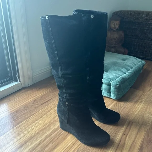 Prada Linea Rossa Suede Slouchy Wedge Boot - Picture 4 of 6